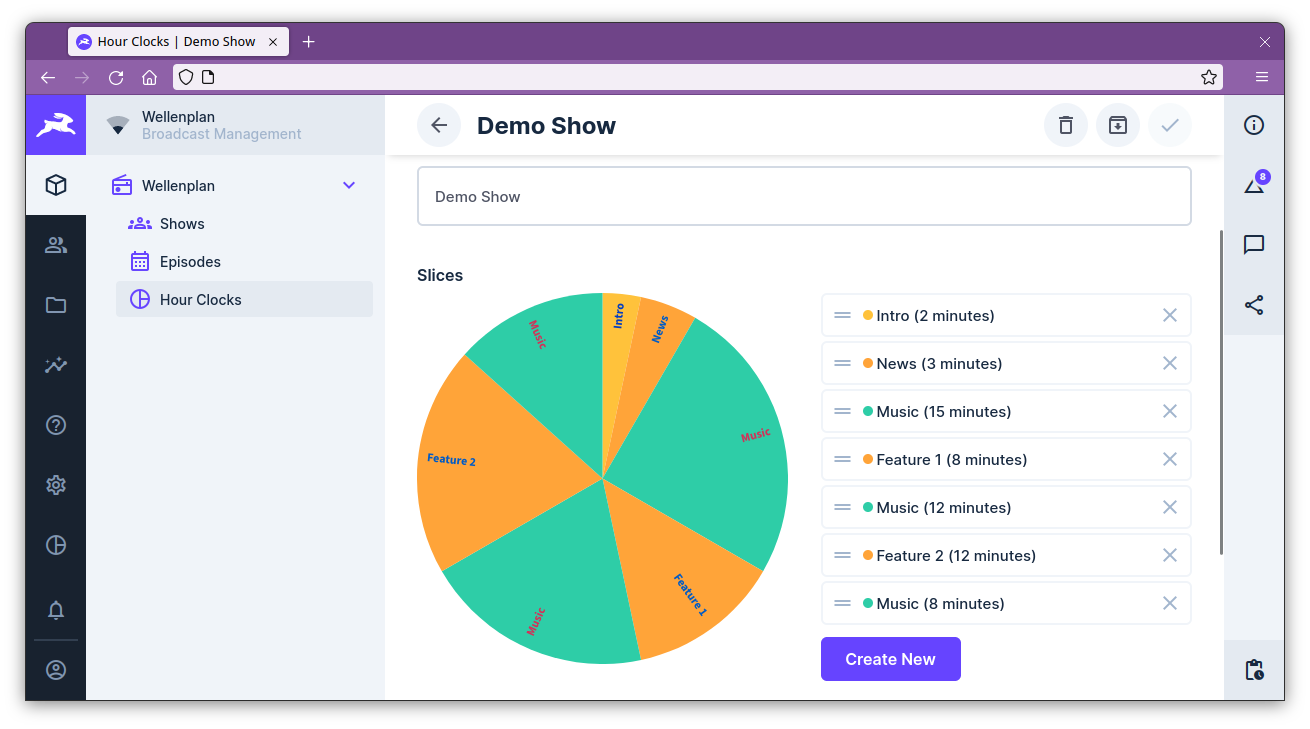 Wellenplan Hour Clock Editor